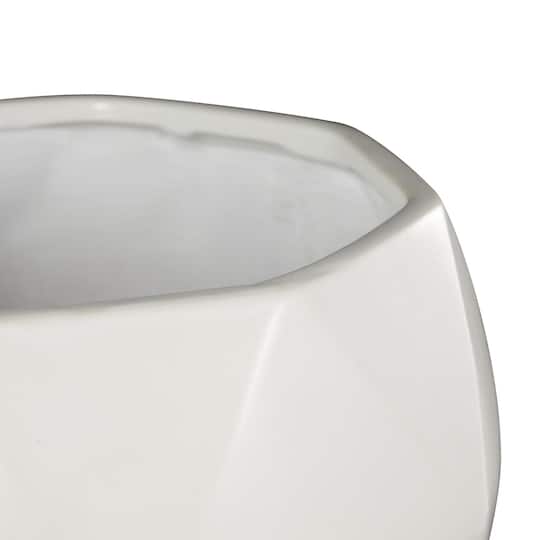 White Faceted Ceramic Planter Set